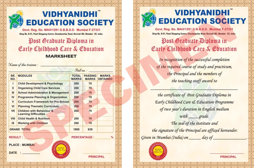 Post Graduate Early Childhood Care Education Certificate