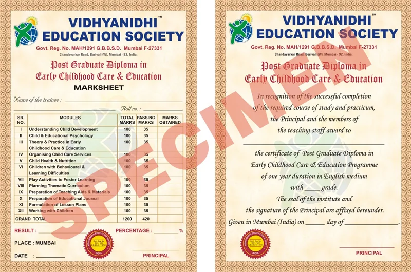 PG Diploma in ECCE Certificate
